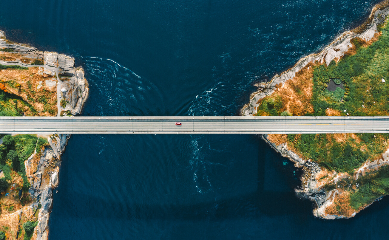 image of drone photography technique using a road to align the image