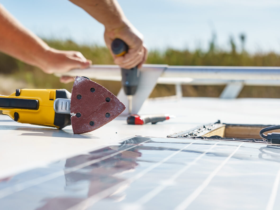 how to fit a solar panel to a caravan image