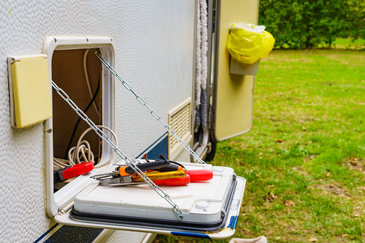 fitting a solar panel to a caravan image