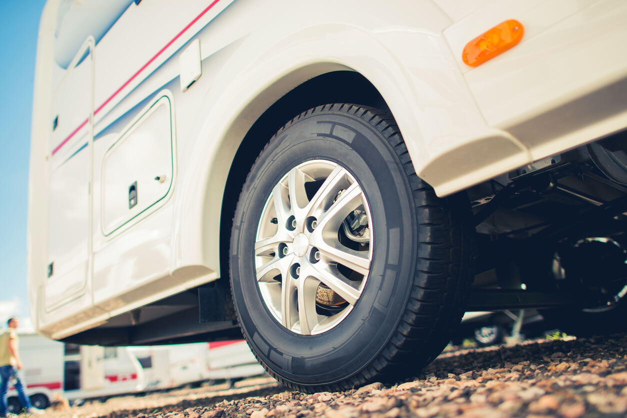 Back wheel of a motorhome