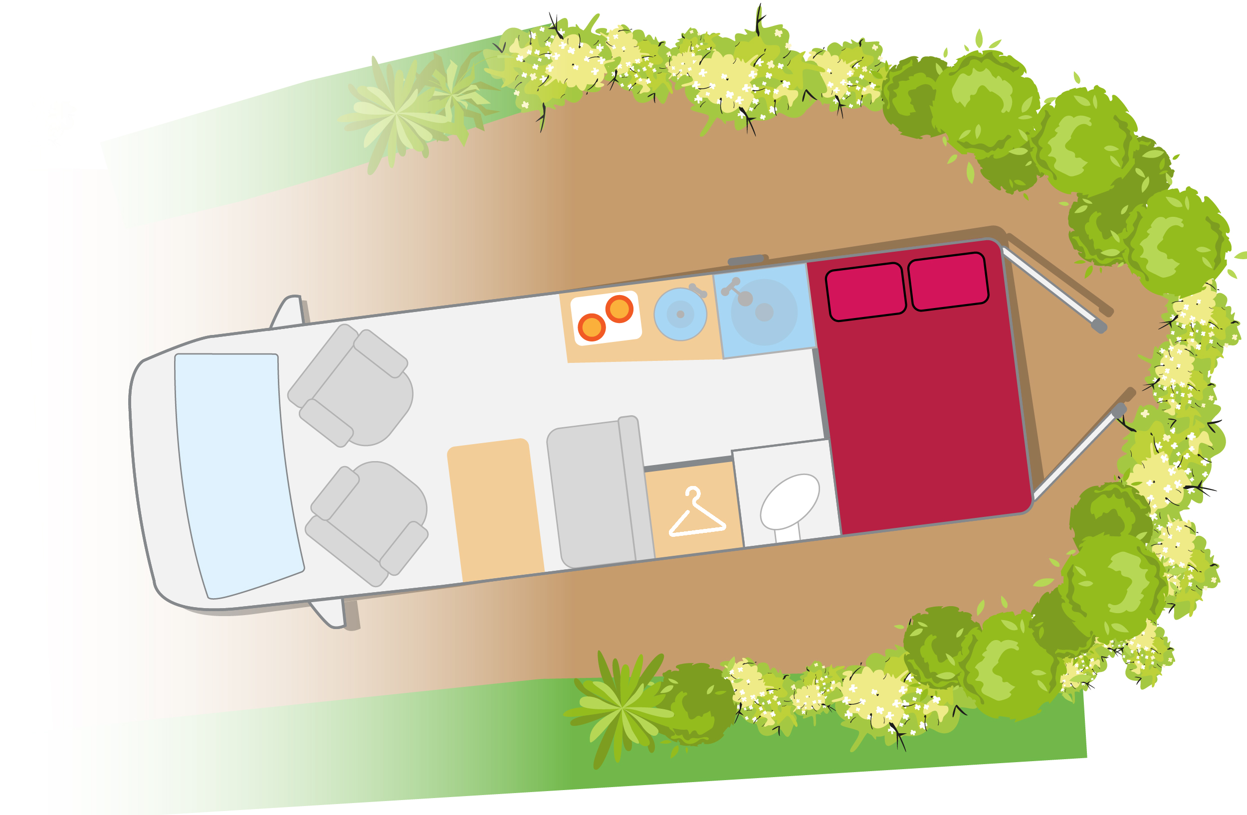 Transverse bed motorhome layout