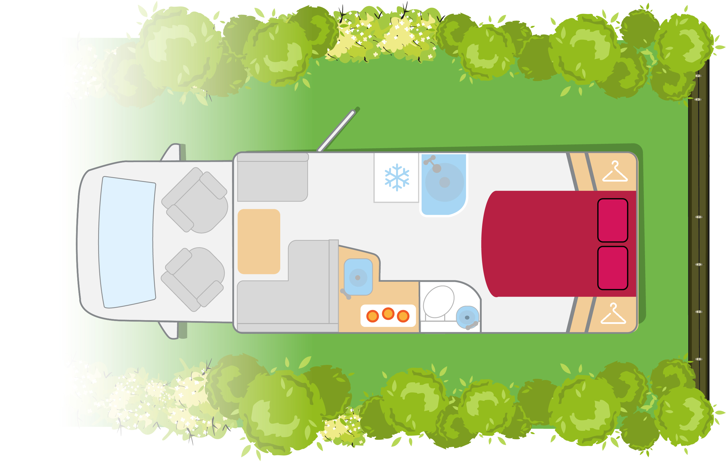 Island bed motorhome layout