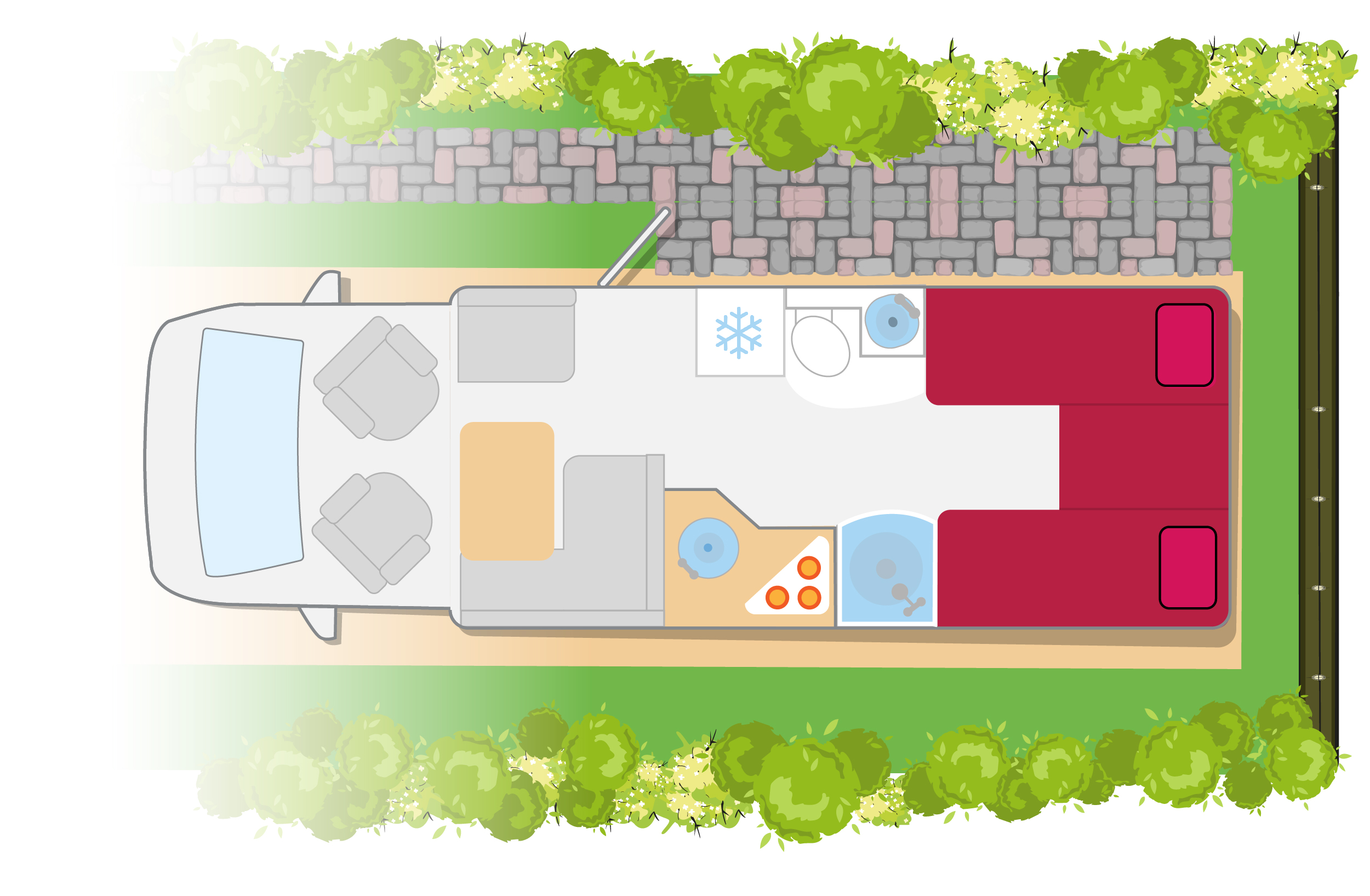 single bed motorhome layout