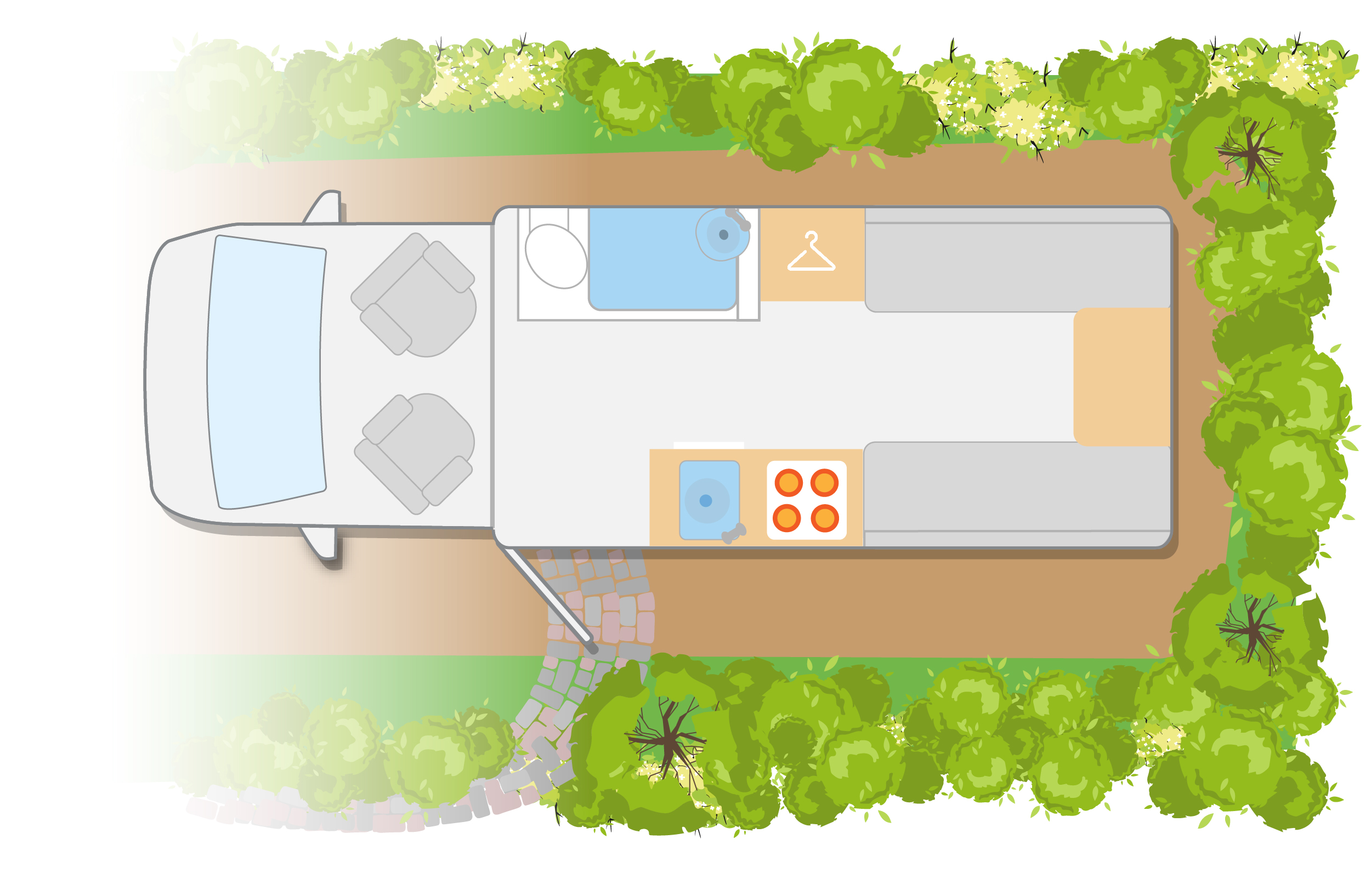 Rear lounge motorhome layout