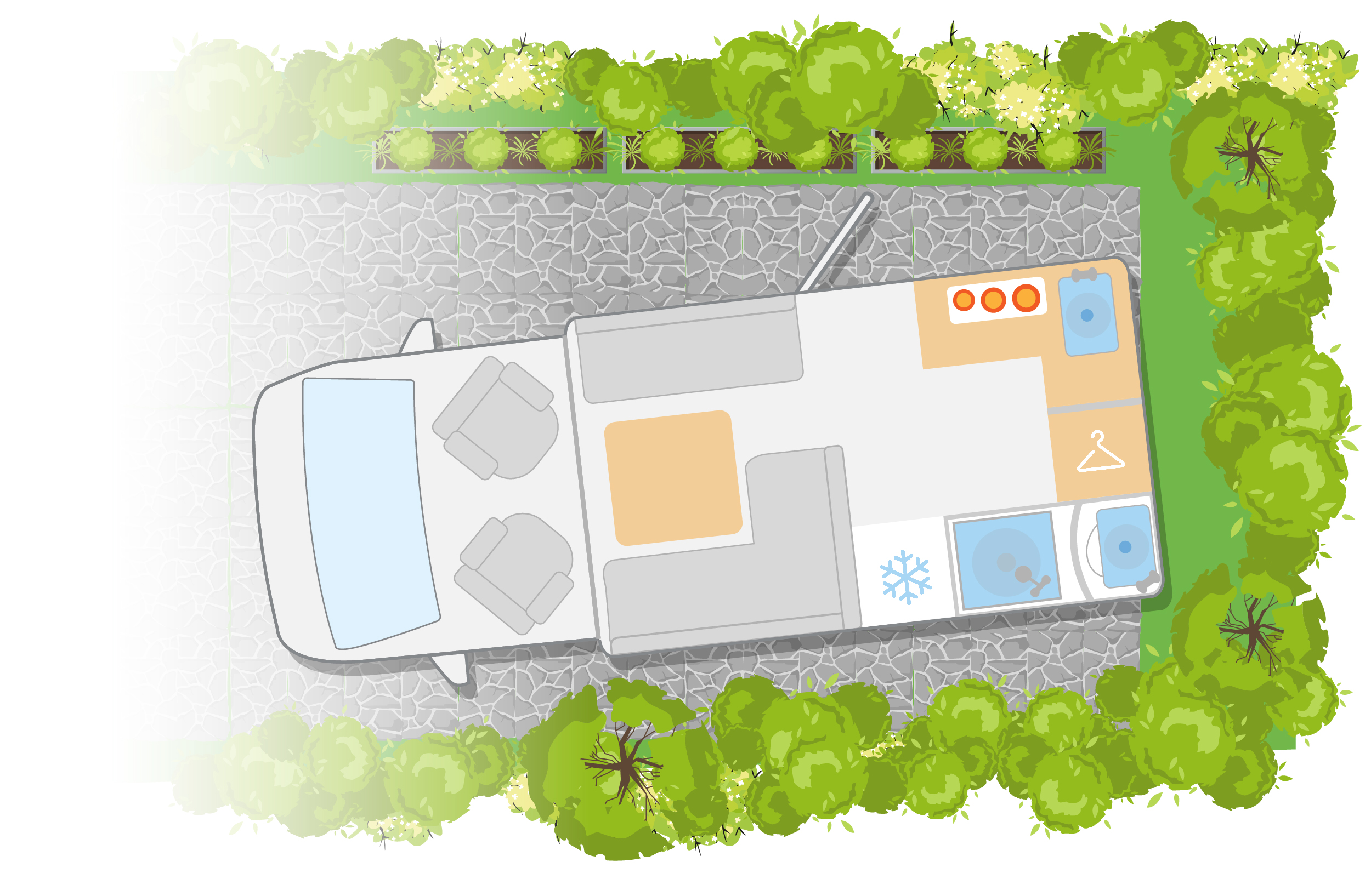 Front lounge motorhome layout