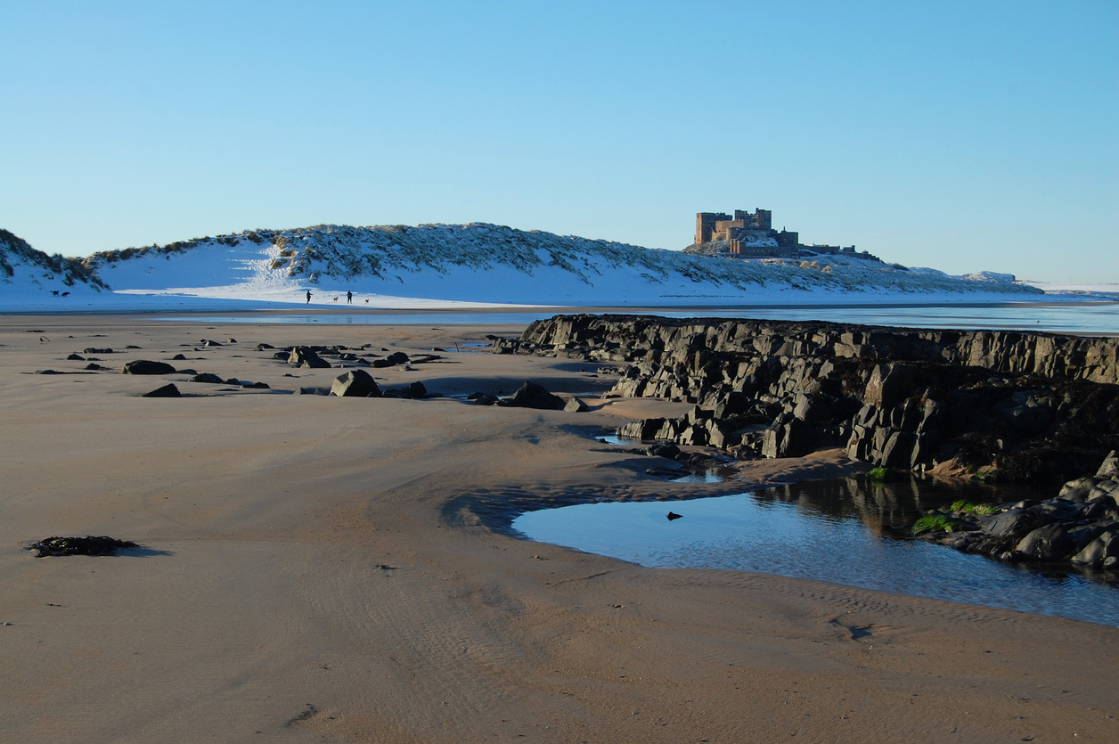 bamburgh castle beach winter