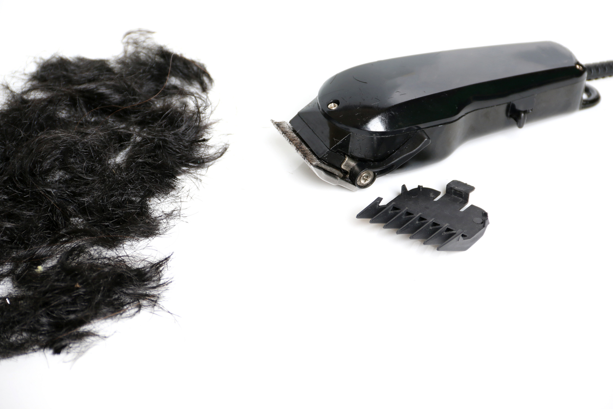 Hair with hair clippers and hair clipper guard